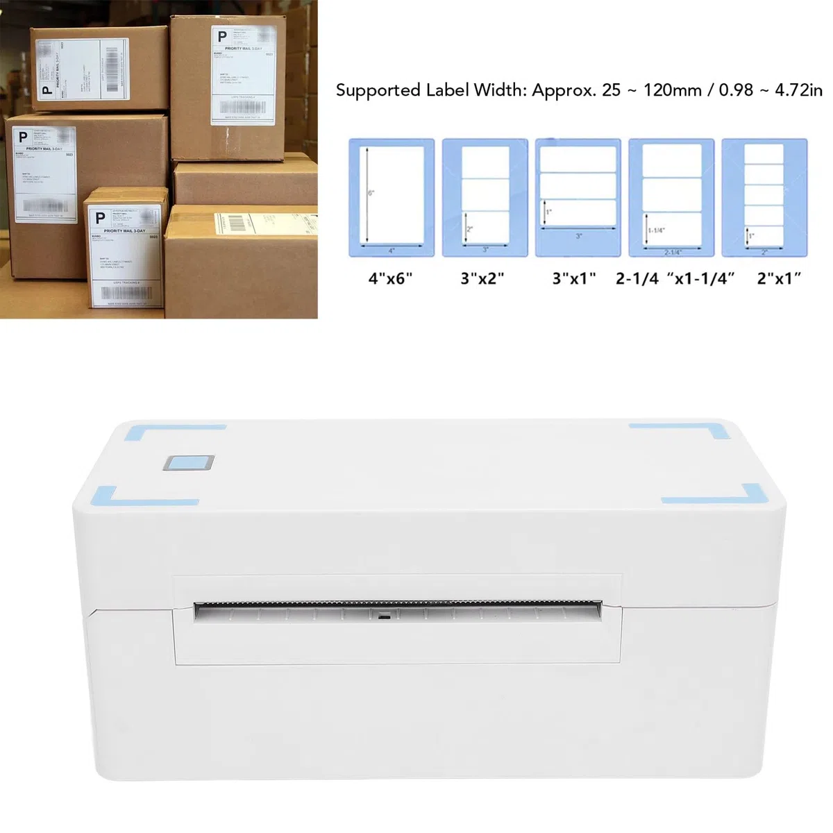 Termiczna Drukarka Etykiet, Bezprzewodowa Termiczna Drukarka Papierowa Bluetooth USB z dużą prędkością 150 180 Mm SEC 203 Dpi, dla Systemu Shopify (Wtyczka UE)