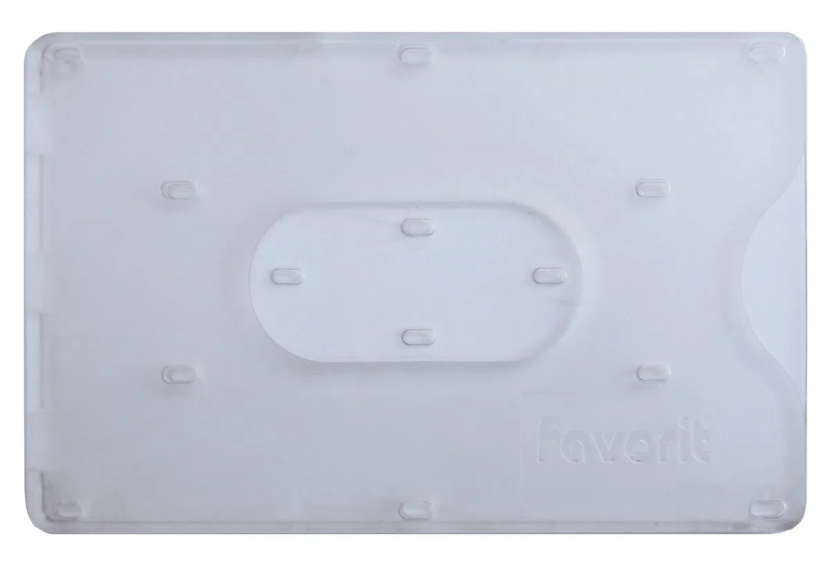Favorit 100500080 Uchwyt na karty Twarde Wewnętrzna 8,5X5,4 cm Przezroczysty, Opakowanie 100 szt.