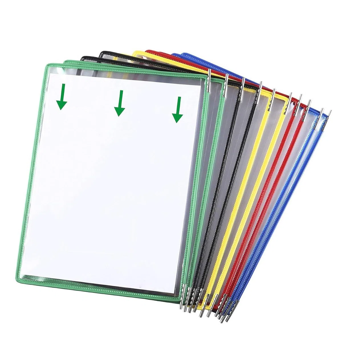 Teczki, Metalowy uchwyt na dokumenty, 10 kieszeni, format Letter, do biura/magazynu/jadalni