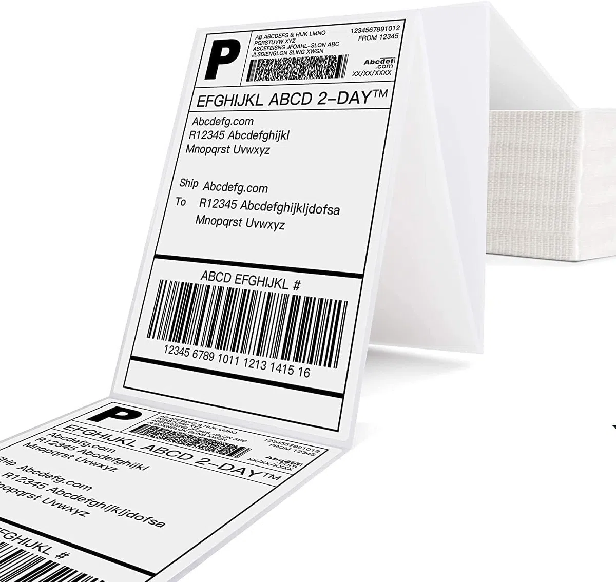Coopaty 10 cm x 15 cm Fanfold bezpośrednie termiczne etykiety wysyłkowe białe perforowane etykiety pocztowe wysyłkowe, kompatybilne z zebrą, trwały klej, komercyjny stos 2, 1000 etykiet