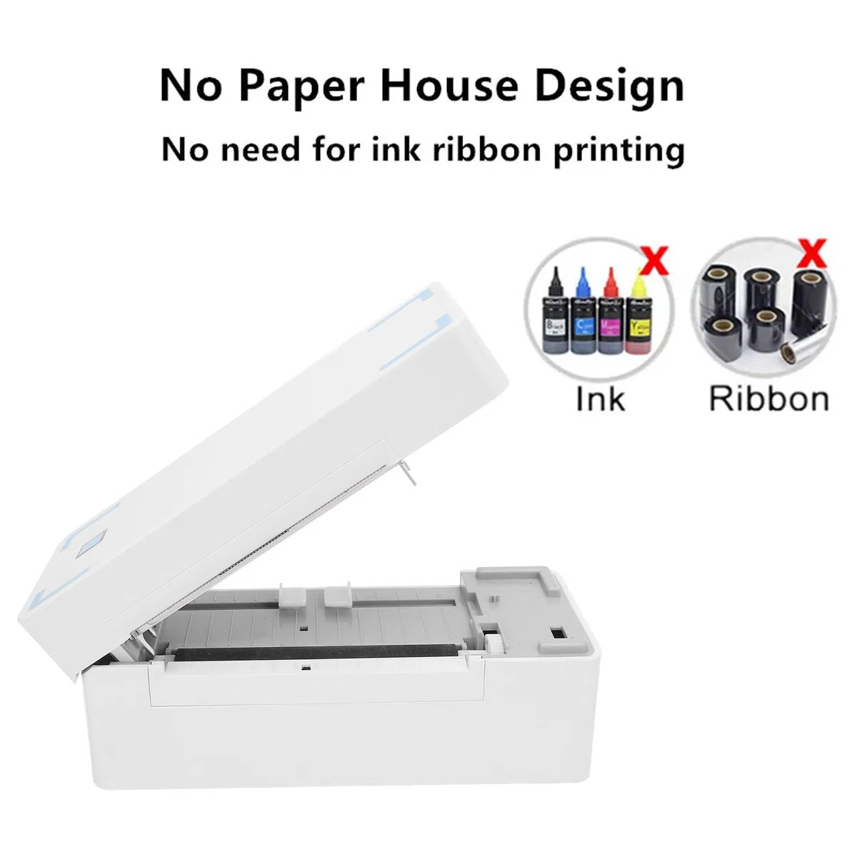 Termiczna Drukarka Etykiet, Bezprzewodowa Termiczna Drukarka Papierowa Bluetooth USB z dużą prędkością 150 180 Mm SEC 203 Dpi, dla Systemu Shopify (Wtyczka UE)