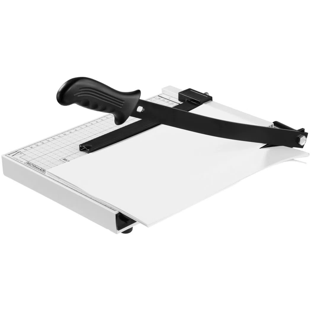 Gilotyna do cięcia papieru, długość cięcia 30,5 cm, pojemność 10 arkuszy, wytrzymała krajalnica do papieru z prowadnicą, bezpieczna blokada ostrza, trymer do cięcia do domu, biura, zdjęć, kart, A4, B5